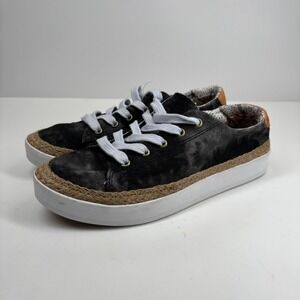 Reef Cushion Sunset Women's US 7 Black Canvas Lace-Up Comfort Sneaker CJ1730